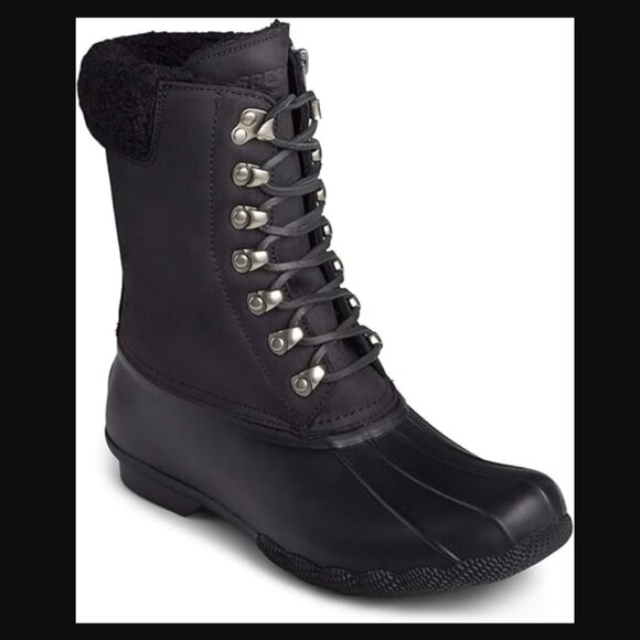 Sperry Saltwater Tall Leatherback Boot, Women's Size 8.5M - Black - Picture 1 of 9